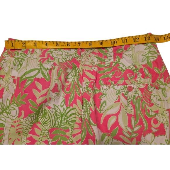 LILLY PULITZER VINTAGE ELEPHANT GIRAFFE PINK GREEN PENCIL SKIRT LINED SIZE 0 - Picture 8 of 8